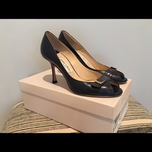 Jimmy Choo 7.5 open toe navy heels